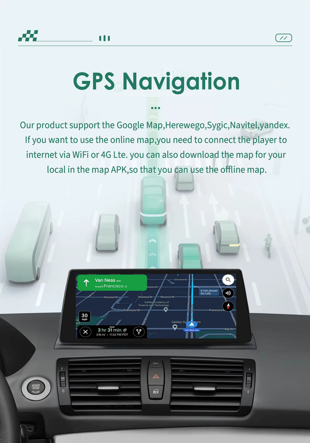 OSSURET Drahtloser CarPlay und Android Auto Multimedia-Bildschirm für BMW 1er E81 E82 E87 E88 CCC CIC System, Touch Display mit WIFI, Schwarz - Bild 3