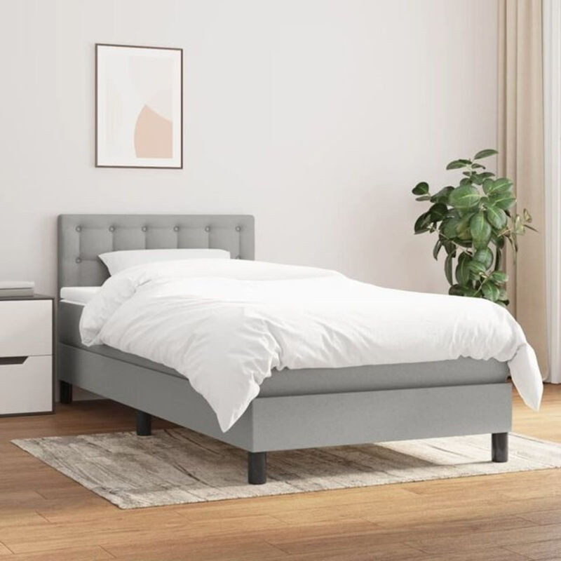 vidaxl Boxspringbett mit Matratze aus Stoff in Grau, B/T/H: 100 x 200 x 78 cm - Bild 1