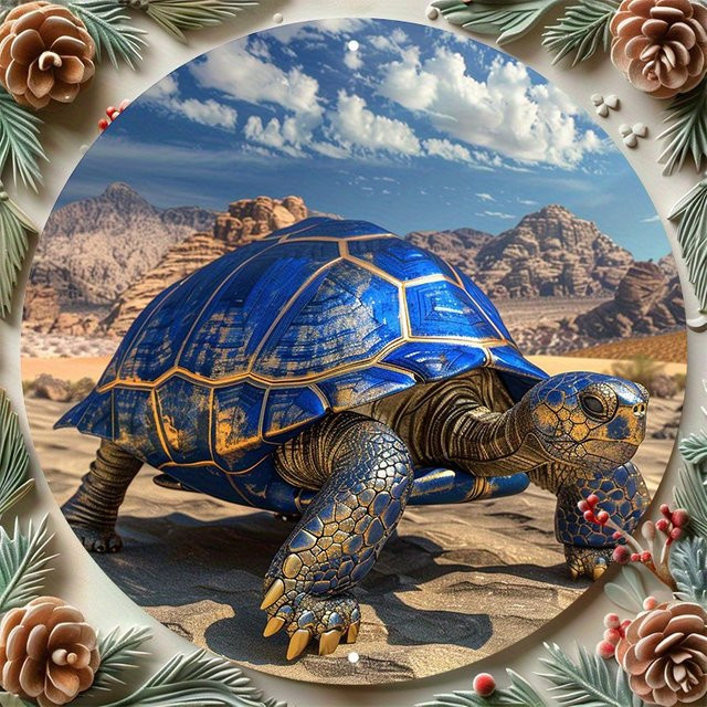 Rundes Schildkrötenkranzschild aus Aluminium von Potdemiel in Blau, Durchmesser: 20,3 cm - Bild 1