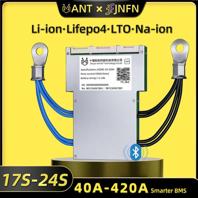 JNFN Smart BMS ANT 17-24S für LiFePO4 und Li-Ionen Akkus, Farbe: Silber - Bild 1