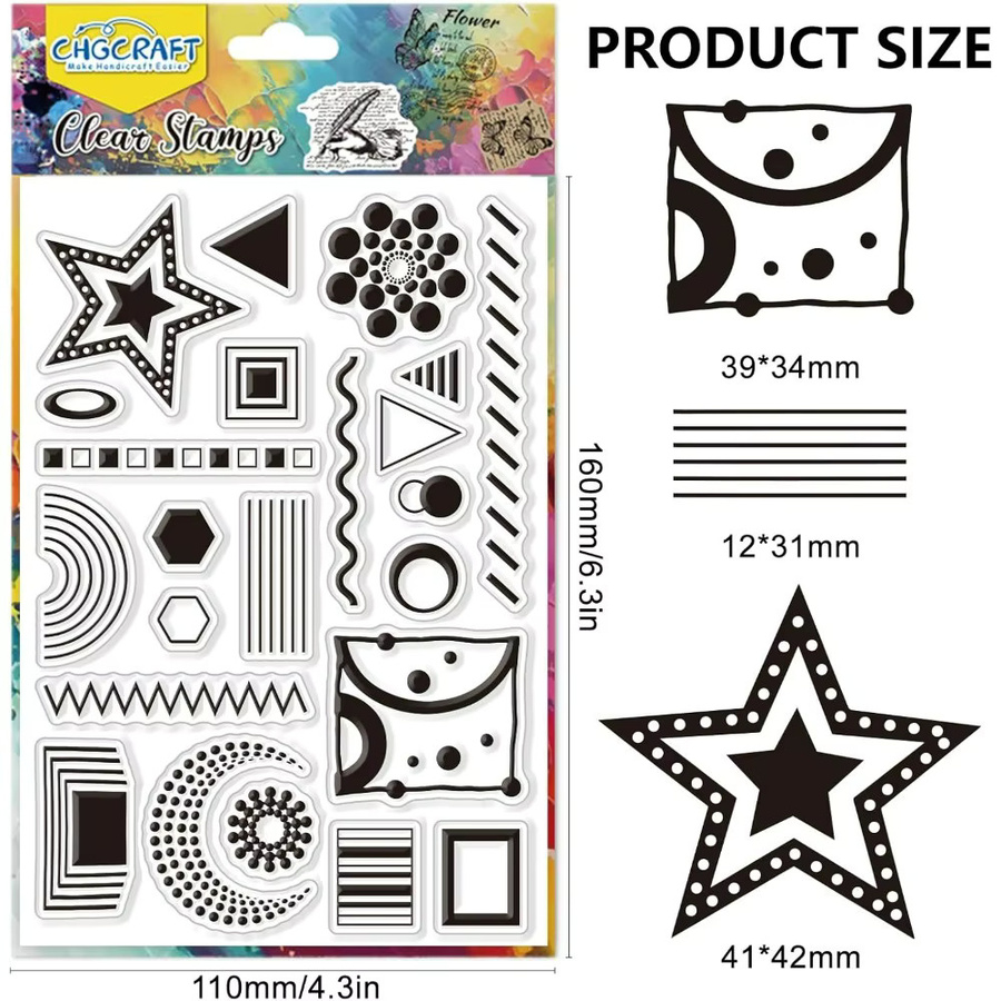Transparente Stempel mit geometrischem Gittermuster für DIY, Scrapbooking und Kartenherstellung aus Kunststoff - Bild 2