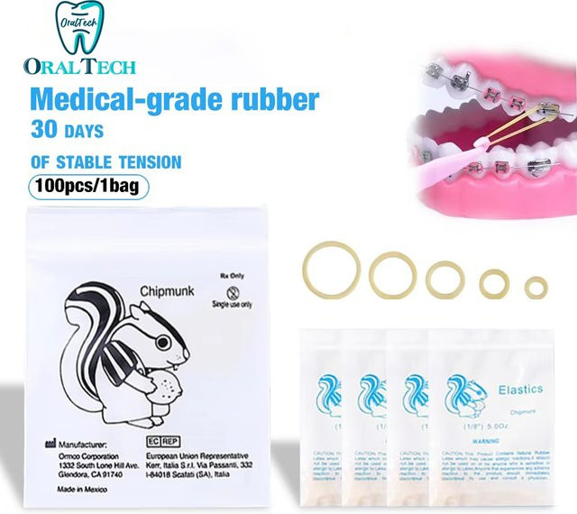 dentst Zahnspangen Gummibänder, 100 Stück, Latex, Traktionsringe - Bild 1