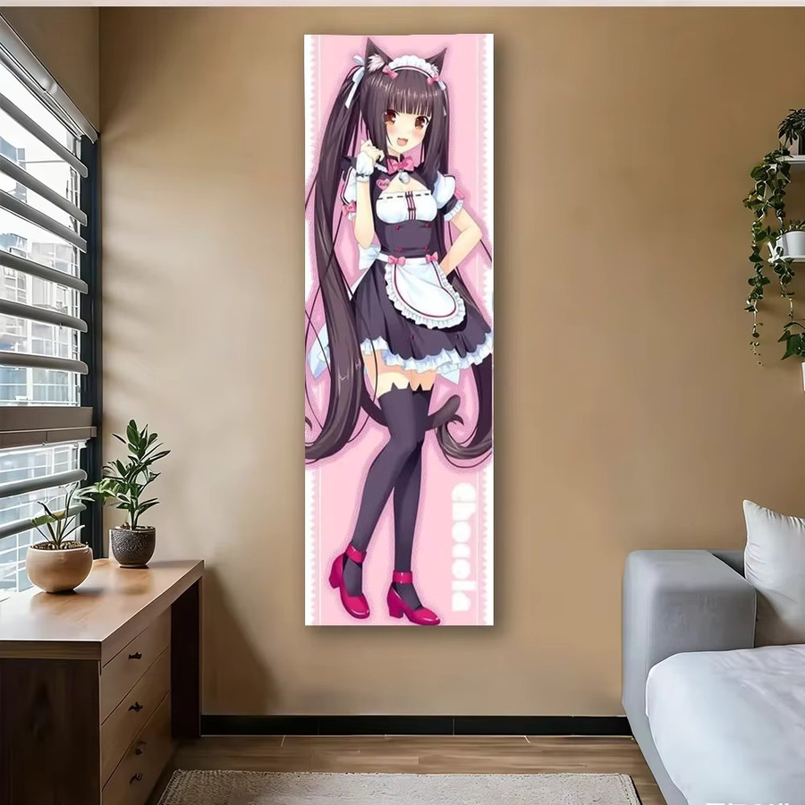 Nekopara Anime Wandteppich Rosa Vertikaler Wandbehang mit Psychedelischem Design für deine Mädchen-Schlafsaal-Dekoration - Bild 3