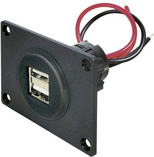 ProCar USB Einbau-Doppelsteckdose USB-A in Schwarz für 12V/24V zu 5V mit max. 5A Belastbarkeit - Bild 1
