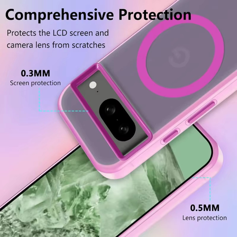 Wasserdichte magnetische Schutzhülle für Google Pixel 10, 9, 8, Pro, XL, 9A, 8A in mattierter, durchscheinender Optik mit Bonbonfarben - Bild 3