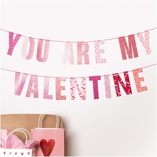 Rico Design Paper Poetry Girlande You are my valentine mit Herzen in Rot und Rosa, Länge: 3 m - Bild 1