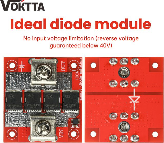 Voktta Diodenmodul Hochstrom 100 A Solarregler mit Anti-Reverse-Ladeschutz in Rot - Bild 1