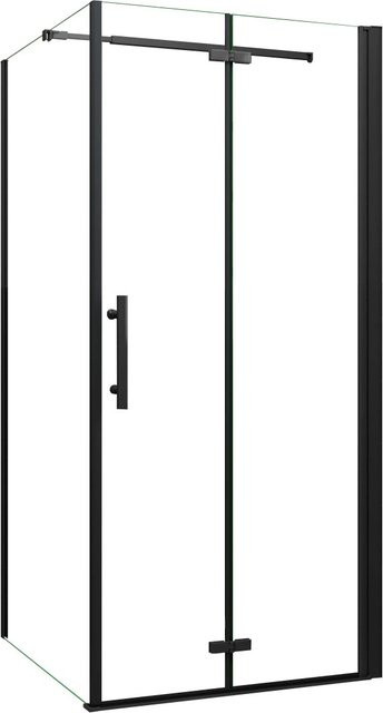 AICA Duschkabine Ecklösung mit Scharniertür und Seitenwand, Farbe Schwarz, Glas Klares ESG, 6 mm, B: 100 cm, H: 195 cm, Seitenwand B: 76 cm, H: 195 cm - Bild 1