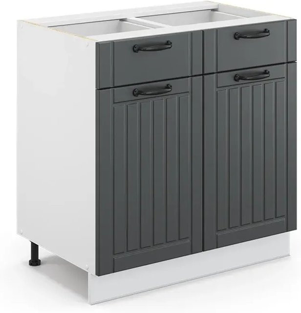 Vicco Badschrank Fame-Line in Anthrazit und Weiß, B/H: 80 x 82 cm, freistehend mit Soft-Close-Türen - Bild 1