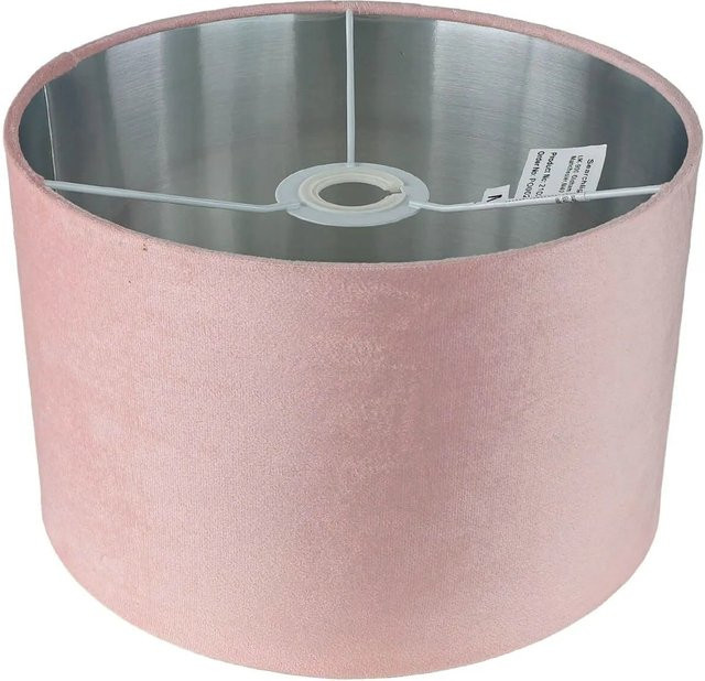 Licht-Erlebnisse Stoffschirm Rund aus Samt in Rosa Silber für Hängelampen mit Durchmesser: 28 cm, Fassung: E27/E14 - Bild 1