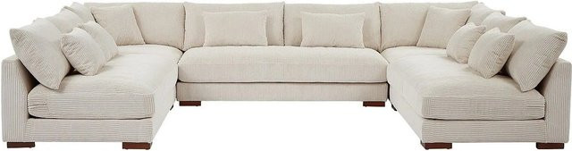 Vente-unique Sofa Sperone in Beige mit Cord-Bezug ohne Schlafmöglichkeit, Breite: 375 cm - Bild 1