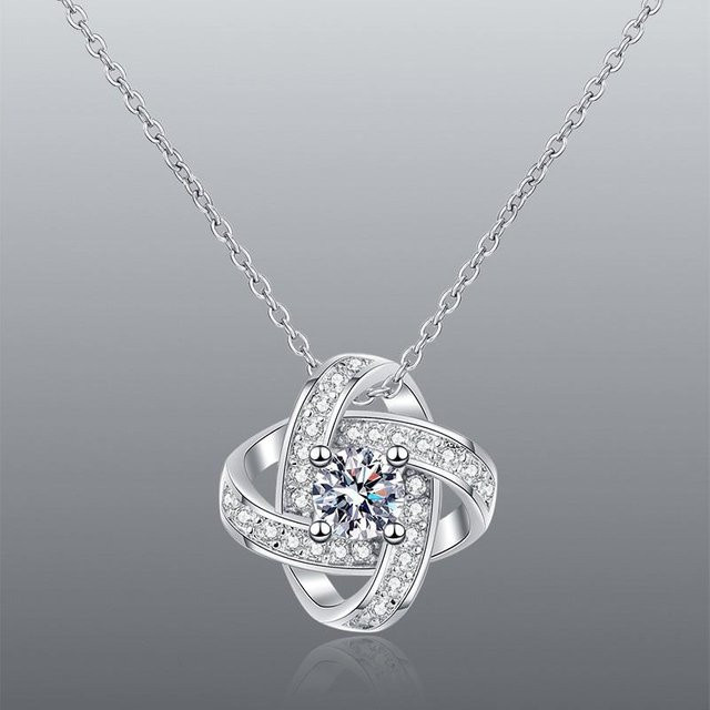 Wucifang Jewelry Halskette, Vierblättriges Kleeblatt, Zirkonia, Kupfer, gray, Damen - Bild 1