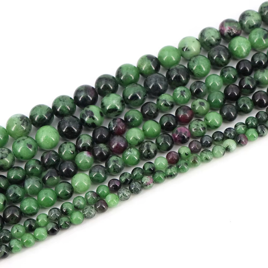 Strang Naturstein Perlen, Rubin, Zoisit, Jade, Unisex - Bild 2