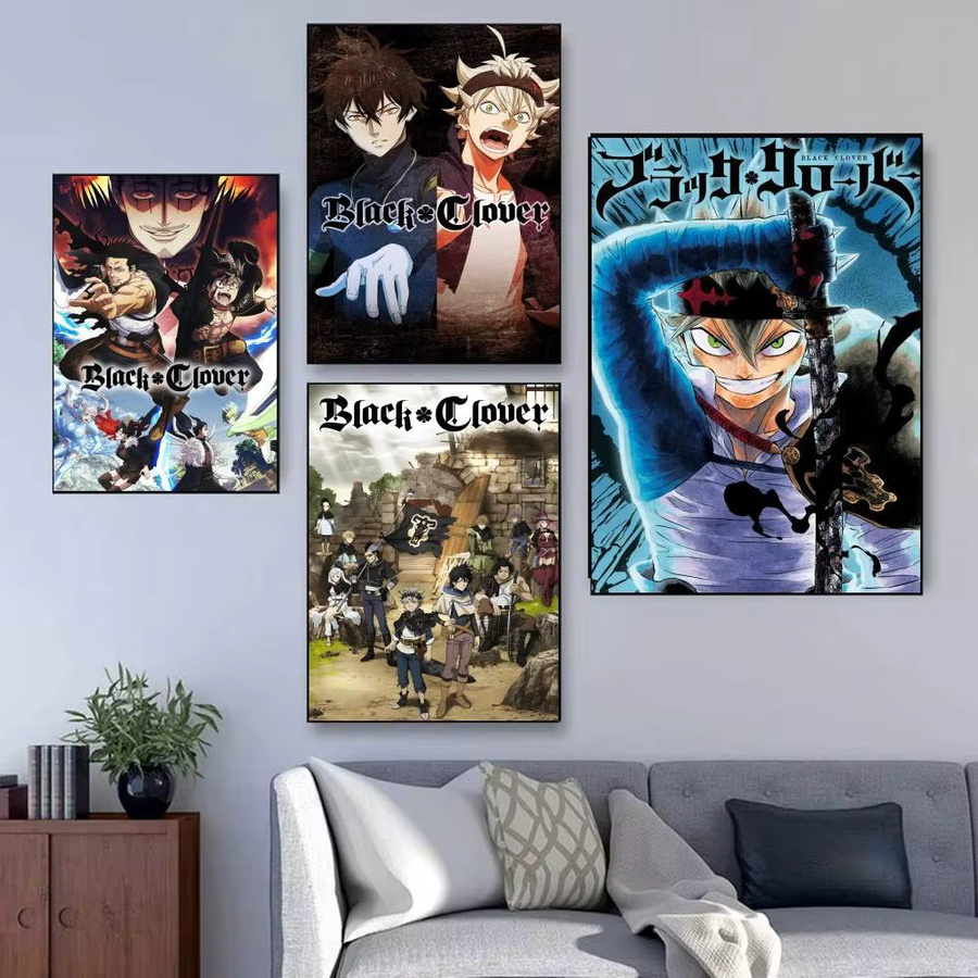 Black Clover Poster Aufkleber von moetch, wasserfester Wandkunst Aufkleber in Mehrfarbig, Rechteckig - Bild 1