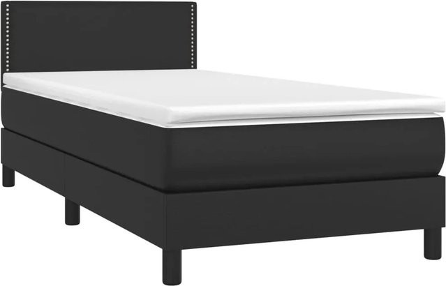vidaXL Boxspringbett Hybrid mit Matratze und Taschenfederkern, Schwarz, B/T/H: 90 x 193 x 88 cm - Bild 1