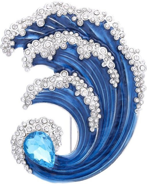 Wuli&baby Brosche, Blaue Ozeanwelle, Emaille, Kristall, Damen - Bild 1