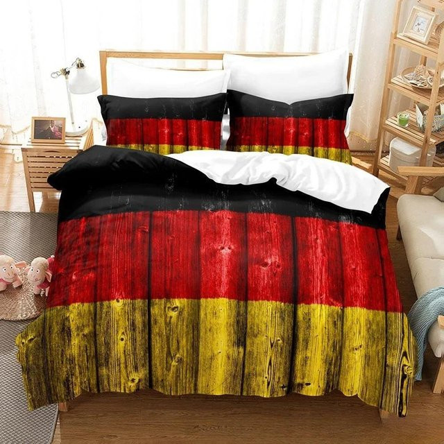 Bettwäscheset Deutschland Flagge mit Bettbezug und Kissenbezug von Binchi Outdoor Product, Mehrfarbig, B/H: 173 x 218 cm - Bild 1