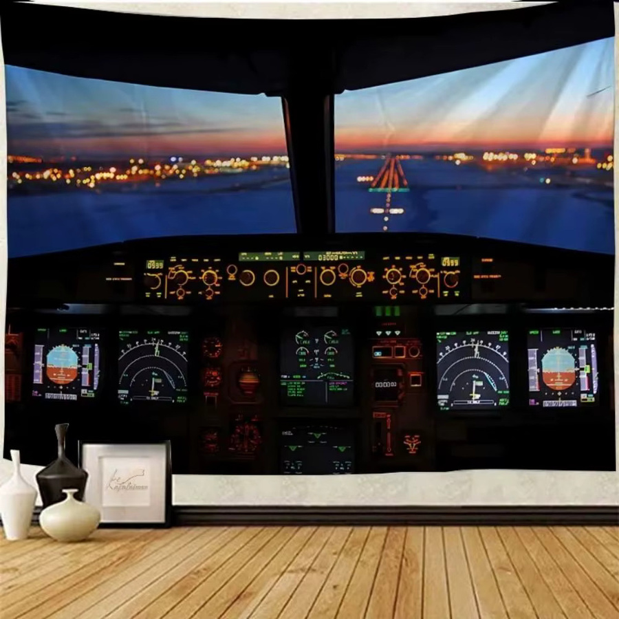 VIKAMA Wandteppich Flugzeug-Cockpit Grafik Design Multicolour - Bild 1