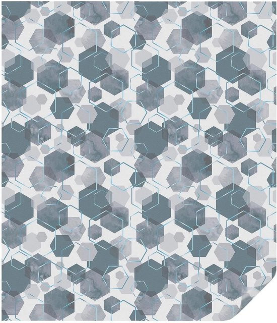 Tulup Buntglasfolie mit geometrischem Sechseck-Muster in Marine und Multicolour, blickdichte Fensterfolie in Buntglas-Optik, Breite: 100 cm, Höhe: 116 cm - Bild 1