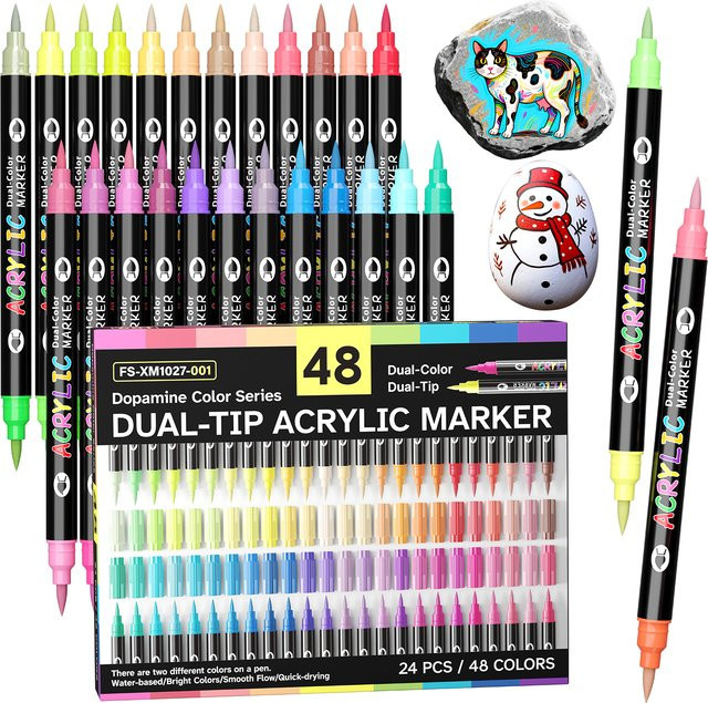 Kolorowys Acrylmarker-Set mit Doppelspitzen in Multicolour für DIY-Bastelarbeiten - Bild 1