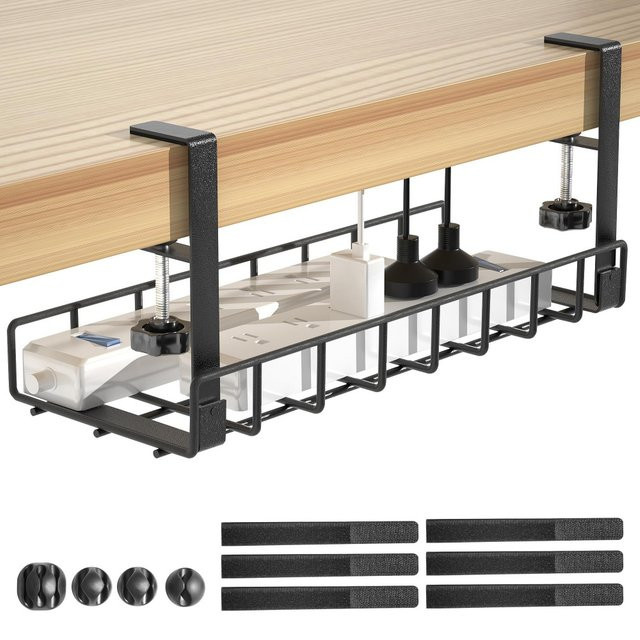 XMSJ Kabelmanagement-Rack für den Schreibtisch in Schwarz zur Kabelorganisation unter dem Tisch - Bild 1