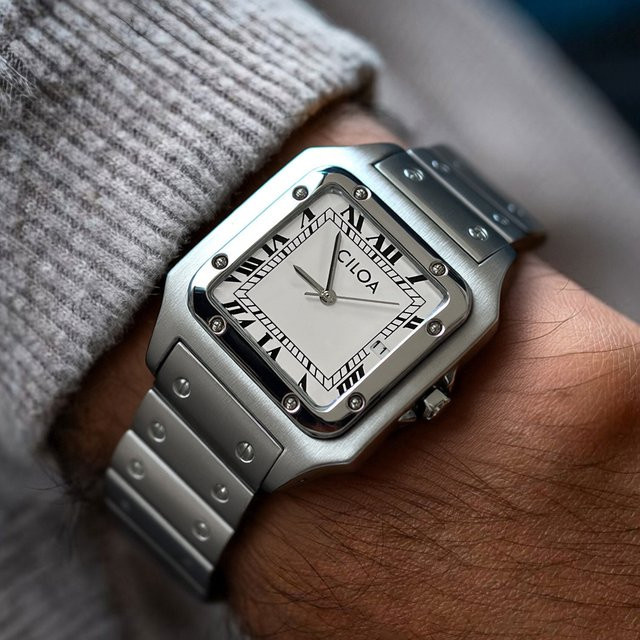 CILOA Armbanduhr, Edelstahl, Silber, Eckig, Quarz, Herren - Bild 1