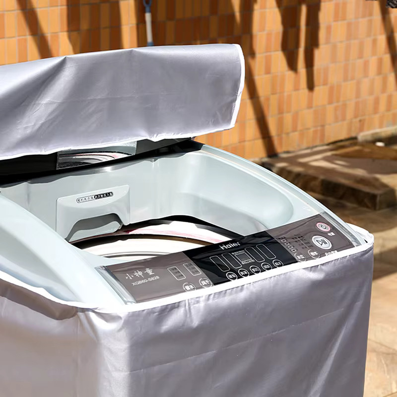 Haier Waschmaschinen-Abdeckung aus Polyester für Toplader und Wäschetrockner, wasserdicht und staubdicht mit Silberbeschichtung, Farbe: Silber - Bild 5
