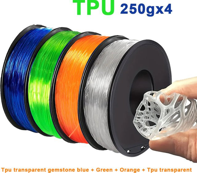 3D Maliang TPU Filament Transparent Orange, 1,75 mm, 4 x 250 g - Bild 1