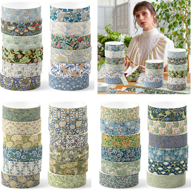 12 Rollen Retro Vintage Blumen Washi Tape Set aus Papier in Multicolour für Scrapbooking und DIY Bastelarbeiten - Bild 1