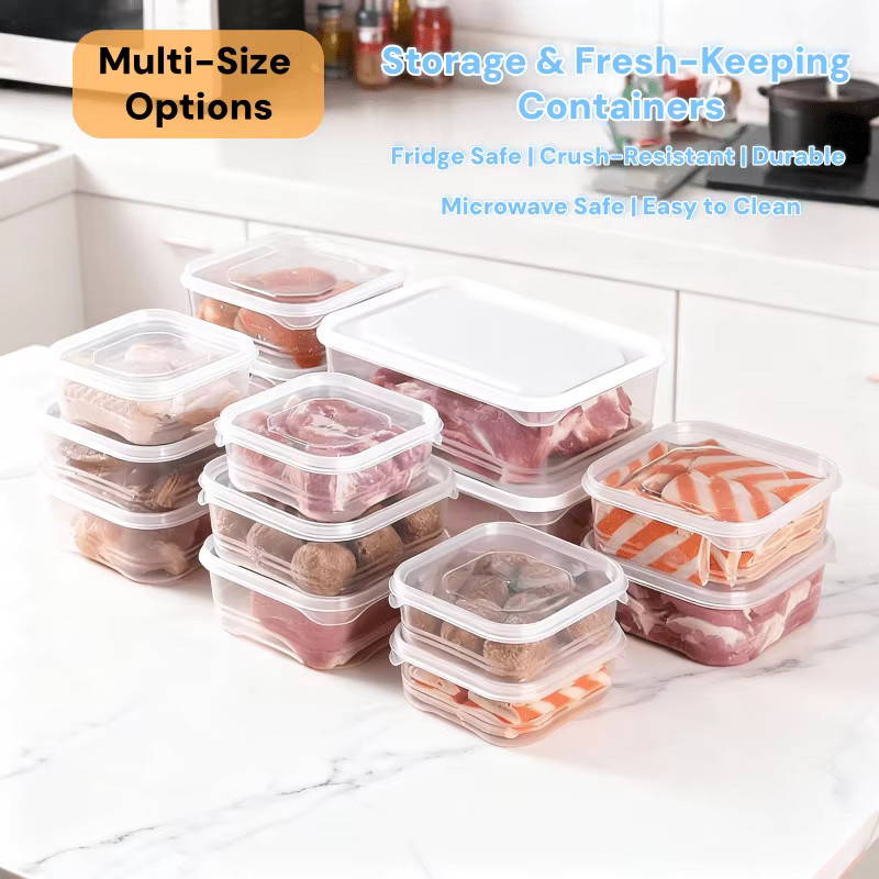YOCITY Lebensmittelkonservierungsboxen für Kühlschrank und Gefrierschrank, transparente Portionierboxen für Fleisch und Haushalt, 6 Stück - Bild 3