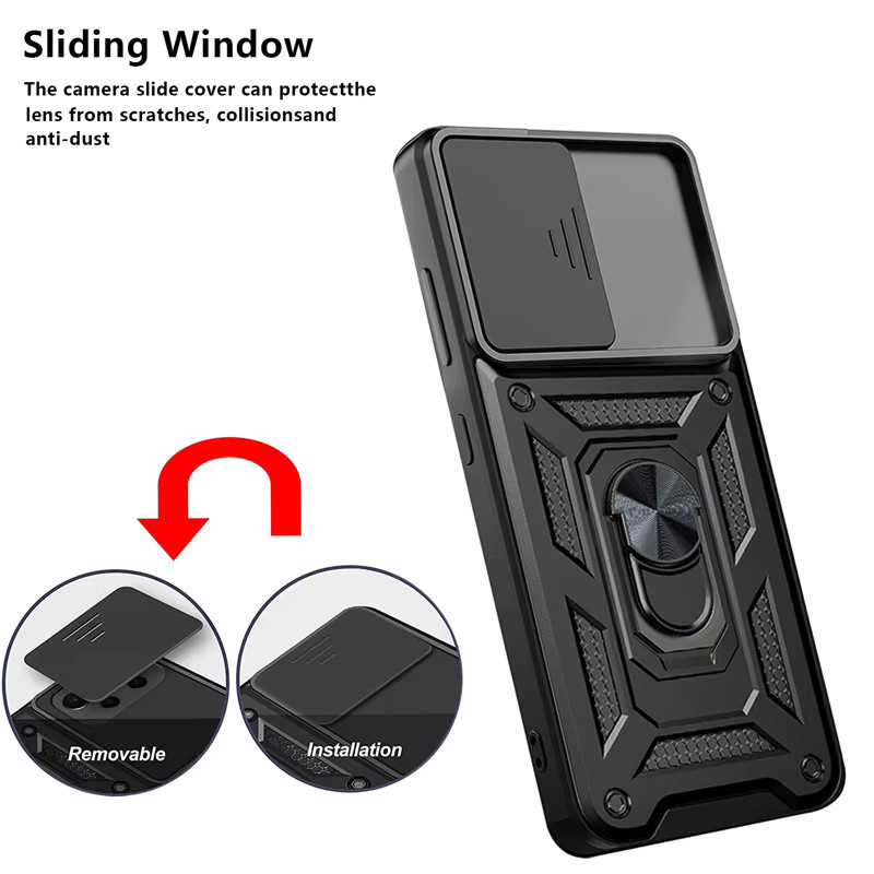Heavy Duty Stoßfängerhülle für Samsung Galaxy A33 A73 A53 A32 A13 A52 4G 5G mit 360-Grad-Kickstand in Schwarz - Bild 4