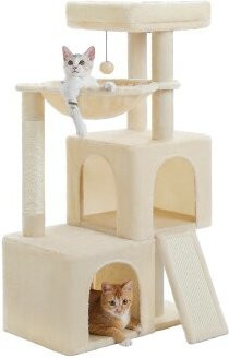 Pawz Road Kratzbaum für Katzen mit Höhle und Spielzeug in Beige, Höhe: 104 cm - Bild 1