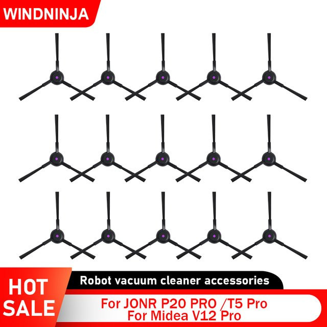 WINDNINJA Seitenbürstenteil für JONR P20 PRO T5 Pro und Midea V12 Pro Saugroboter in Schwarz - Bild 1
