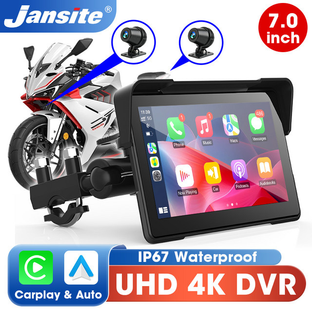 Jansite Motorrad Display mit CarPlay und Android Auto sowie GPS Navigation in Schwarz (5/7 Zoll) - Bild 1