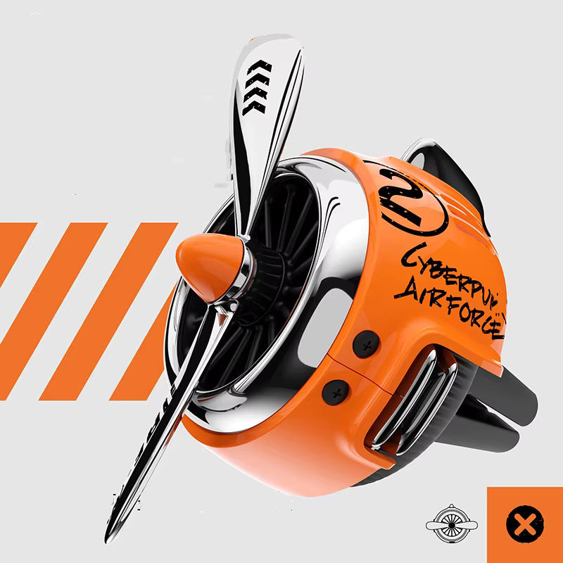 YESPLEASE Auto Duftornament im Cyberpunk-Stil mit rotierendem Propeller, Farbe: Rot, Material: Kunststoff - Bild 3