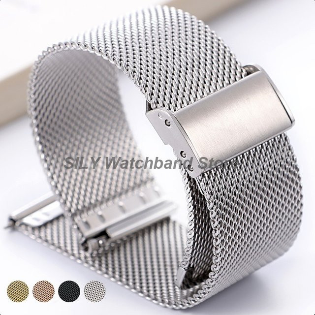 asukaband Uhrenarmband Edelstahl, Milanaise, Silber, 18 mm 20 mm 22 mm - Bild 1