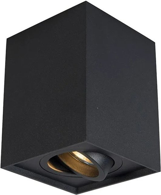 QAZQA Moderner Aufbaustrahler Quadro 1 Up in Schwarz aus Aluminium, drehbar und kippbar, dimmbar, GU10 - Bild 1