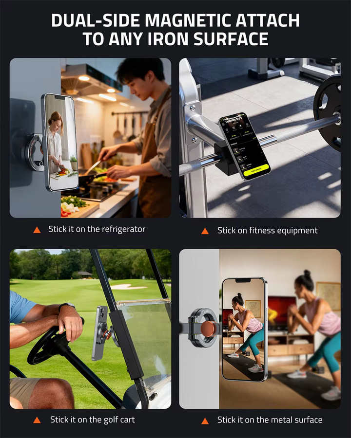 CAMOLO Doppelseitiger magnetischer Handyhalter mit flexiblem Spinner für iPhone 17–12 und Android-Smartphones als Schreibtisch- und Fitnessstudio-Halterung - Bild 5