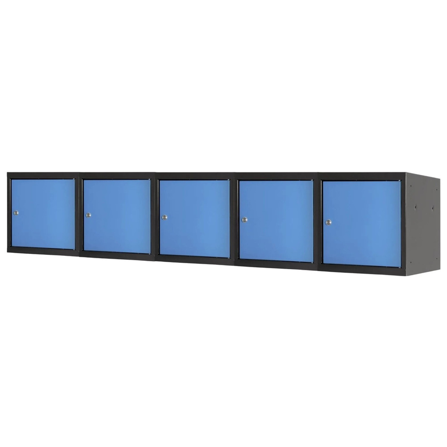 PROREGAL Blocky Schließfachwürfel Set aus 5 Einheiten mit Zylinderschloss und 2 Schlüsseln, Anthrazit-Blau, B/T/H: 40 x 40 x 40 cm - Bild 2