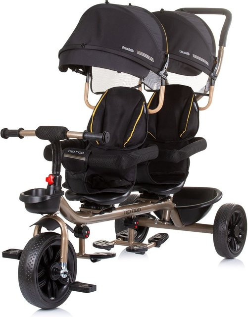 Babyshoppen Geschwisterdreirad Hip Hop Dreirad mit Schiebegriff schwarz - Bild 1