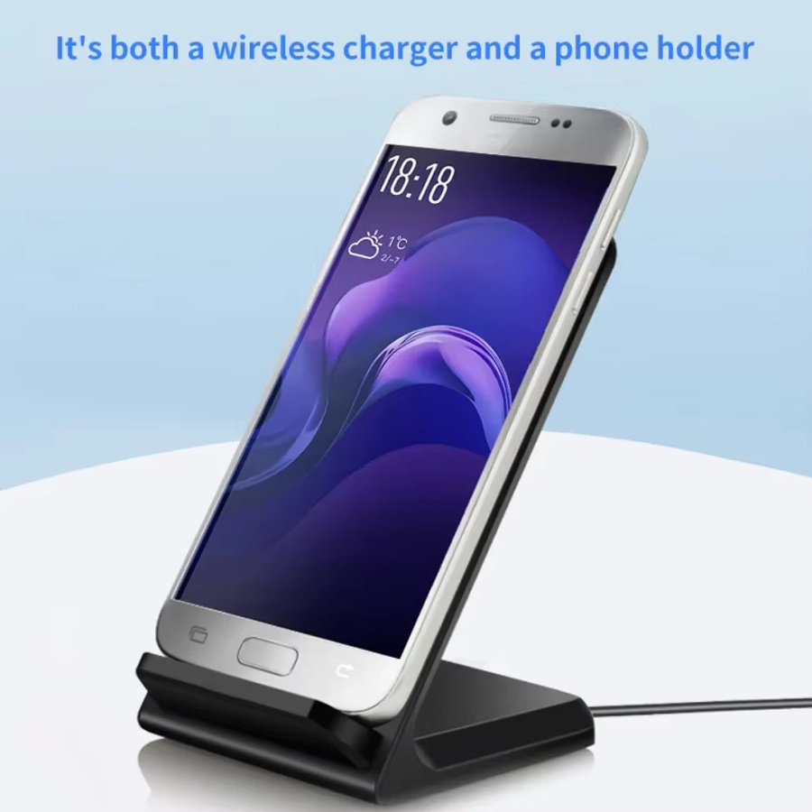 VIKEFON Drahtlose Ladestation für iPhone, Samsung und Xiaomi als Desktop-Telefonhalterung in Schwarz oder Weiß - Bild 2