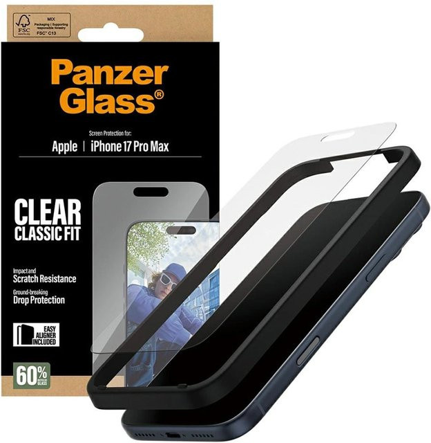 PanzerGlass Classic Fit EasyAligner Displayschutzglas für Apple iPhone 17 Pro Max, transparent - Bild 2