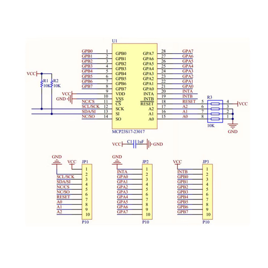 MCP23017 16-Bit I/O Expander I2C zu GPIO Konverter Modul in Schwarz für Arduino - Bild 2