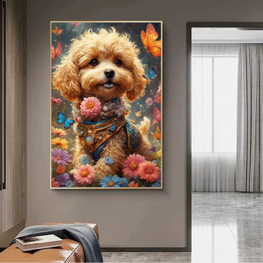 Potdemiel DIY Diamond Painting Pudel Hund Kunst Porträt 5D Diamant Stickerei Multicolor - Bild 2