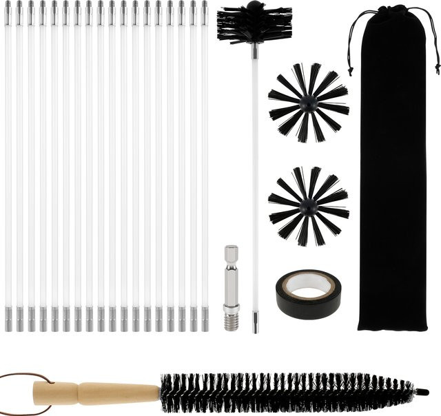 Willstar Schornstein-Reinigungsbürsten-Set mit ausziehbarem langen Griff und flexiblem Stab für die Dach- und Schornsteinreinigung, 9/18-teilig - Bild 1