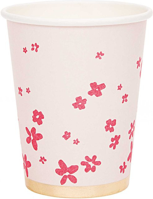 Rico Design Pappbecher Blüten in Rosa, 12 Stück, 200 ml - Bild 1