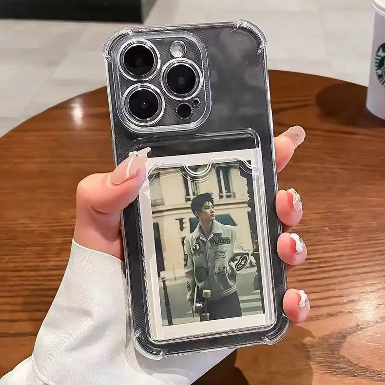 Transparente Fotokarten-Brieftasche Handyhülle als Schutzhülle für iPhone Modelle in klarer Optik - Bild 3