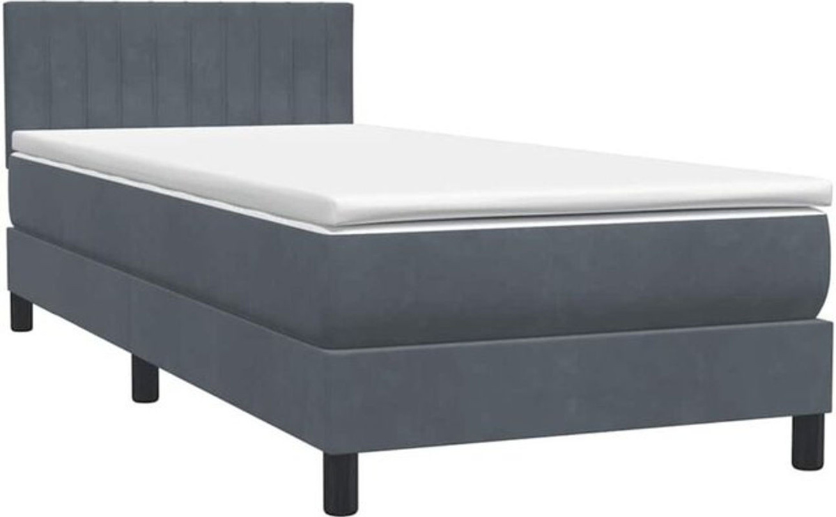 vidaxl Boxspringbett mit Matratze aus Samt in Dunkelgrau, B/T/H: 80 x 210 x 78 cm - Bild 1
