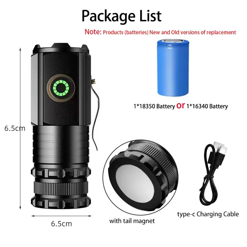 Heinast Mini LED Taschenlampe wiederaufladbar in Schwarz mit Magnet und Clip - Bild 6