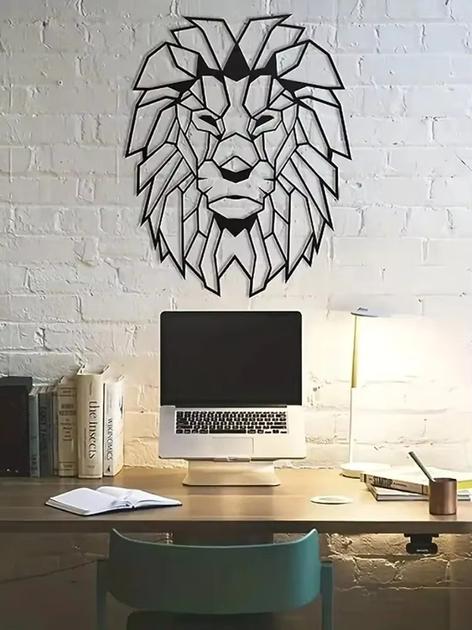 DDPNKL Metall-Löwen-Wanddekoration in Schwarz als moderne Tier-Wandskulptur - Bild 5
